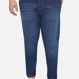 John Pride Blue Regular Fit Plus Size Joggers Jeans-picture-11