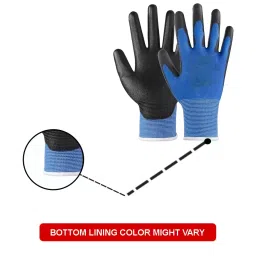 Swavind Safety Hand Gloves Strong Synthetic Fabric Latex & Nitrile Coated Palm with Abrasion Resistance Blue & Black Free Size image 2