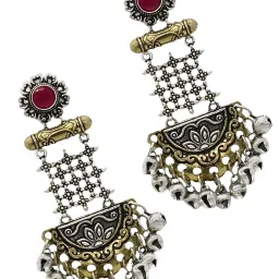 Teejh Ethnic Geometric Red Dual Tone Dangler image 5
