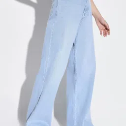 showoffff SHOWOFF Light Blue Denim Straight Fit Mid RIse Jeans image 3