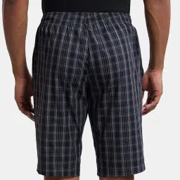 Jockey Black Regular Fit Check Lounge Shorts image 3