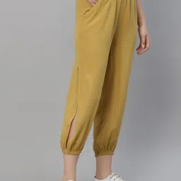 KASSUALLY Mustard Regular Fit Mid Rise Joggers image 3