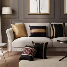 Stoa Paris Gilded Noir Black 300 TC Polyester Cushion Covers - Set of 5-picture-25
