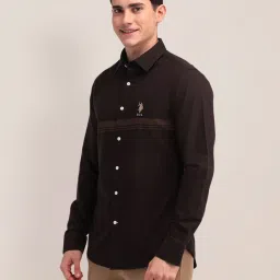 U.S. Polo Assn. Brown Cotton Regular Fit Striped Shirt image 3