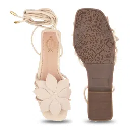 Shoetopia Women's Beige Gladiator Sandals image 3