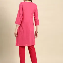 Anouk Floral Yoke Design Thread Work Kurta image 4