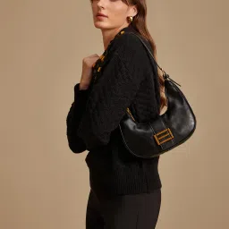 Kazo Black Polyester Relaxed Fit Textured Sweaters image 3