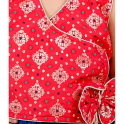 TWISHA Kids Red & Blue Self Design Top with Plazzos image 5