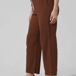 Only Brown Cotton Straight Fit Mid Rise Pants image 3