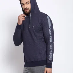Sporto Navy Regular Fit Hooded Sweatshirt image 3