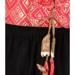 TWISHA Kids Red & Black Self Design Top with Ghagra image 5