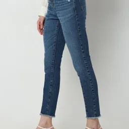 Vero Moda Blue Cotton Skinny Fit Mid Rise Jeans image 3
