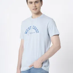 Red Tape Light Blue Cotton Regular Fit Printed T-Shirt image 3