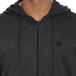 Turtle Charcoal Grey Regular Fit Self Pattern Hooded Sweatshirt image 5