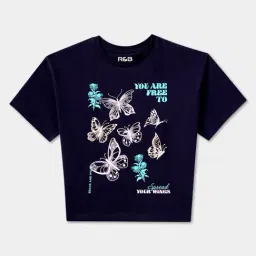 R&B Kids Navy Blue Graphic Regular Fit T-Shirt-picture-35
