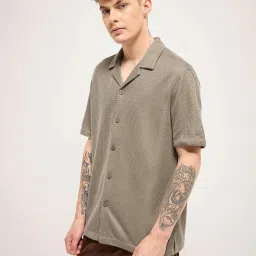 THE BEAR HOUSE Brown Polyester Regular fit Self Design Shirts image 3