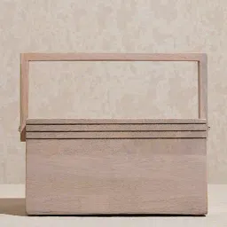Westside Home Beige Stripe Detailed Wooden Caddy image 2