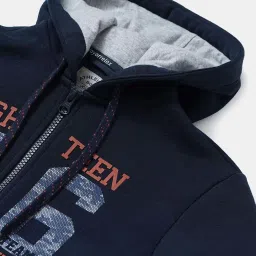 Jockey Kids Navy Printed Full Sleeves Hooded Jacket image 3