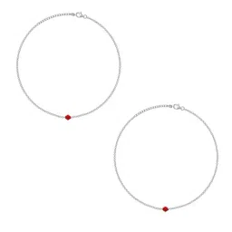 GIVA Love is EveryWhere 92.5 Sterling Silver Red Bead Anklet for Women & Girls (Single Anklet) image 3