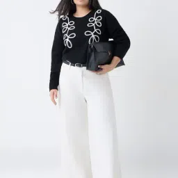 Gia by Westside Black Embroidered Knitted Sweater image 3