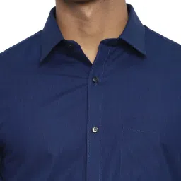 Turtle Navy Regular Fit Self Pattern Shirt image 5
