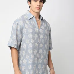 Vastrado Blue Cotton Relaxed Fit Printed Shirt image 3