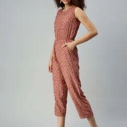 showoffff SHOWOFF Peach Floral Printed Jumpsuit image 3