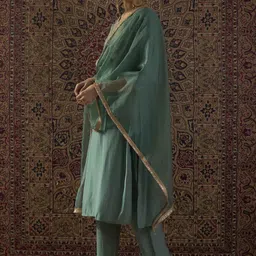 Indo Era Ethnic Motifs Embroidered Regular Thread Work Kurta With Trousers & Dupatta image 5