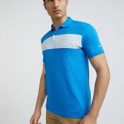 Park Avenue Blue Slim Fit Printed Polo T-Shirt image 3