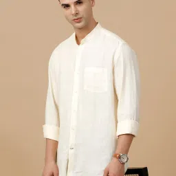 Linen Club White Linen Slim fit casual shirts image 3