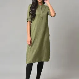 Aurelia Women Green Solid Rayon Kurta-picture-15