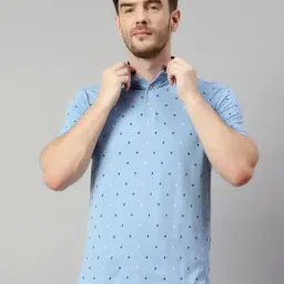 Cantabil Sky Blue Regular Fit Printed T-Shirt-picture-28