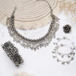 Teejh Pitara Collection Girija Silver Oxidized Jewellery Set-picture-45