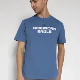 American Eagle Blue Cotton Regular Fit Printed T-Shirt-image-18