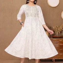 Rangita Off-White Cotton Floral Print Anarkali Kurta-picture-27