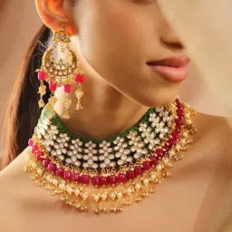 Rubans Gold-Tone Plated Pink Set for Women-picture-29