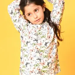 Anthrilo Kids White Printed Full Sleeves T-Shirt with Pyjamas image 4