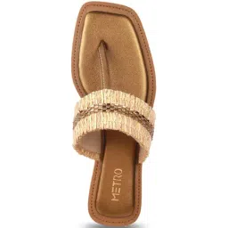 Metro Women's Gold T-Strap Sandals image 4