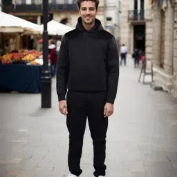 celio* Black Solid Regular Fit Hooded Sweatshirt-image-83