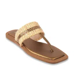Metro Women's Gold T-Strap Sandals image 2