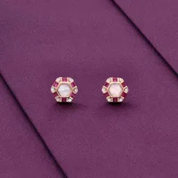 Kai Jewel Sterling Silver Royal Soul Pink & White Circular Rose Gold Earrings-picture-18