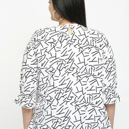 Style Quotient Plus Print Flared Sleeve Ruffles Crepe Top image 5