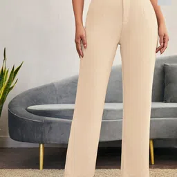 BAESD Women Pack of 2 Relaxed Straight Leg Relaxed Fit High-Rise Trousers-image-14