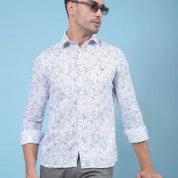 Crimsoune Club Purple Cotton Slim Fit Floral Casual Shirt-picture-14