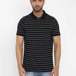 Turtle Navy Slim Fit Striped Polo T-Shirt-picture-48
