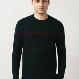 peter england casuals Peter England Self Design Textured Crew Neck Pullover-picture-30