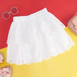 Pantaloons Junior White Cotton Regular Fit Skirt-image-81
