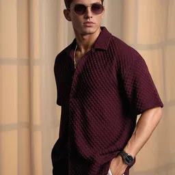 Metronaut Textured Drop-Shoulder Sleeves Spread Collar Casual Shirt image 4