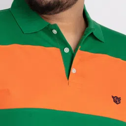 UNSIZED Men Colourblocked Polo Collar Cotton T-shirt image 2