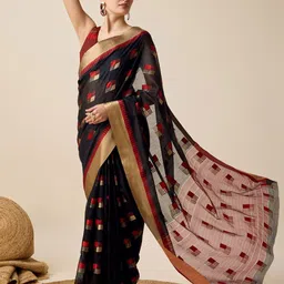 Rangtulika Ethnics Woven Design Zari Silk Cotton Saree image 4